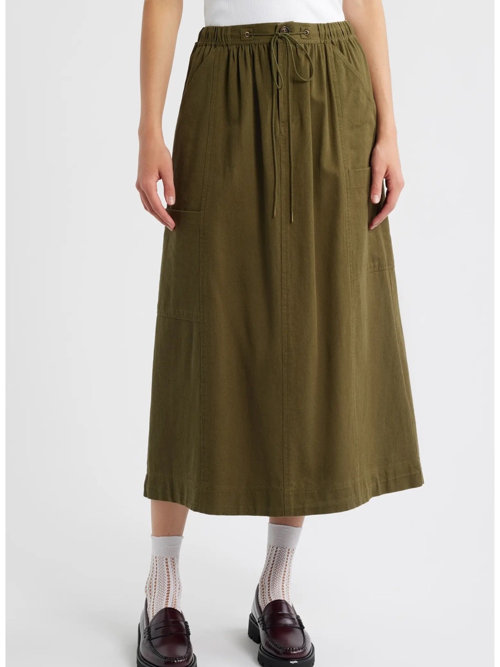 Damson Madder Vika Utility Organic Cotton Midi Skirt